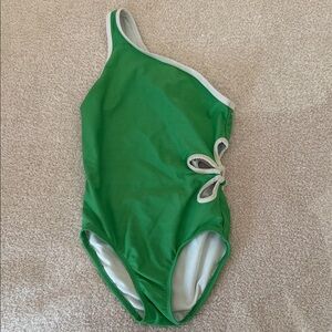 Green One-Shoulder Swimsuit with Flower Cut-out Detail